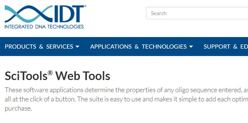 IDT SciTools高级引物序列设计