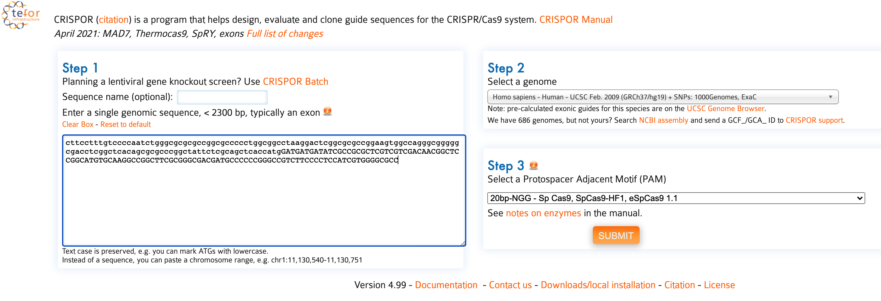 CRISPR 设计和Off Target预测：tefor